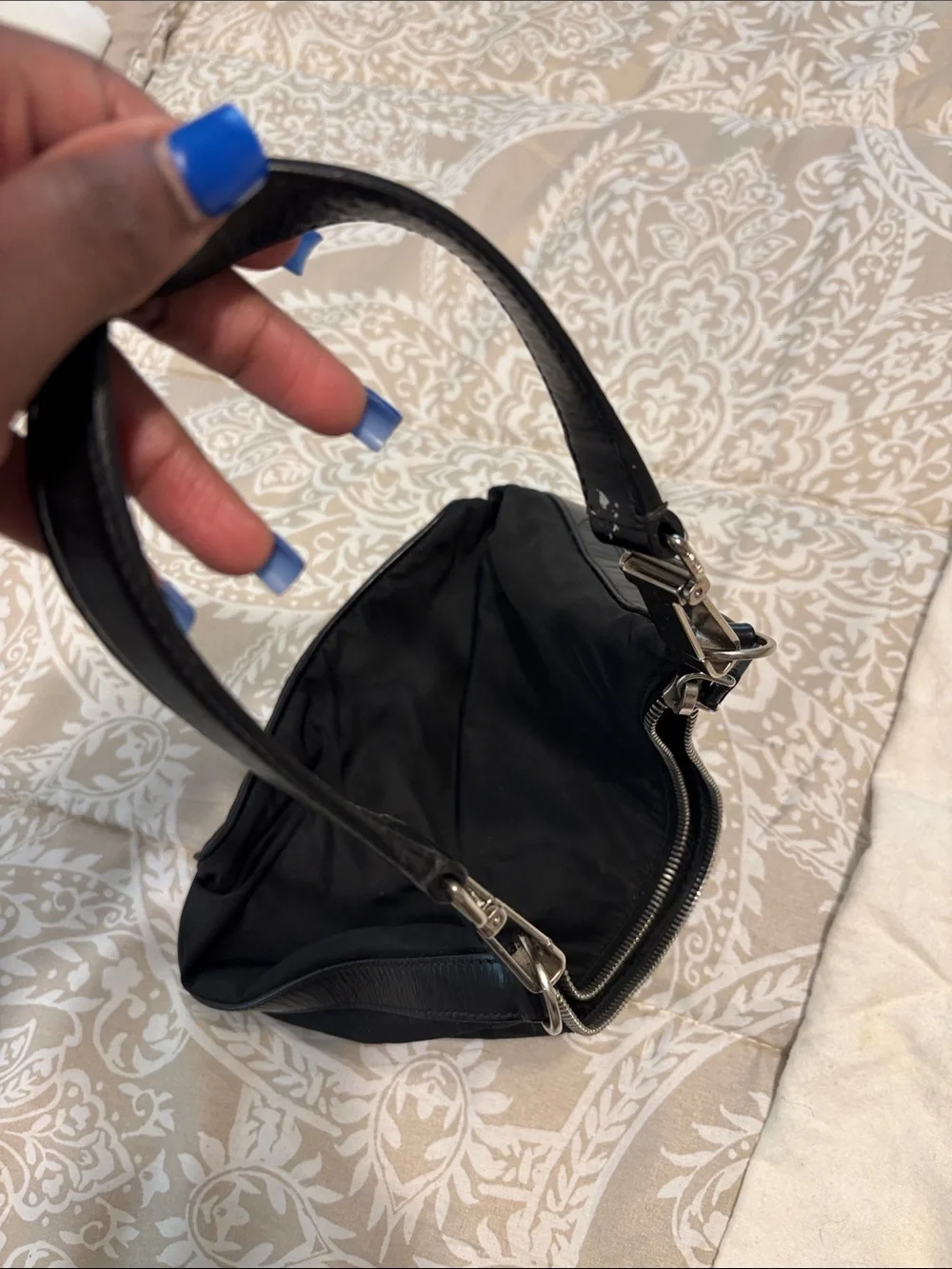 Prada Black Nylon Shoulder Bag with Logo Plaque - Picture 5 of 5
